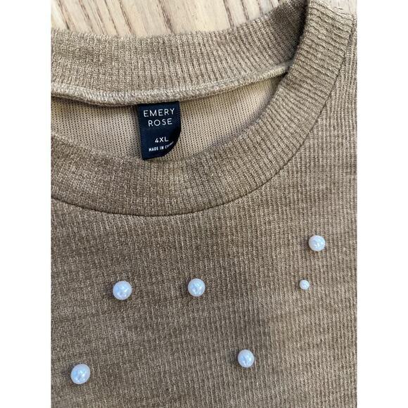 Emery Rose Sweater embellished with faux pearls Womens 4XL - Picture 3 of 4